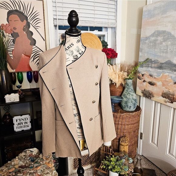 New VTG Beige KASPER 100% Wool  Statement Blazer. - Picture 10 of 15